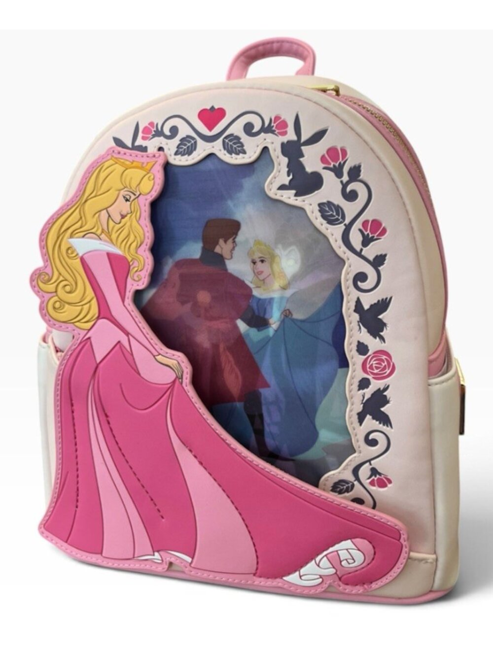 Disney Loungefly Sleeping Beauty Aurora Lenticular Maleficent Mini Backpack NWT